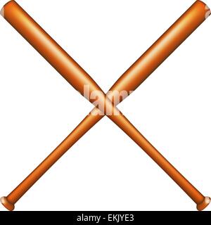 Two Wooden Crossed Baseball Bats isolated on white. 3D illustration ...