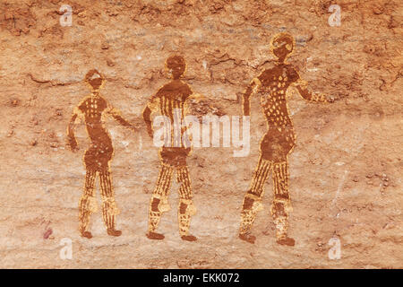 Famous prehistoric rock paintings of Tassili N'Ajjer, Algeria Stock Photo