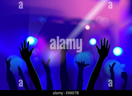 Night Club People Hands Silhouettes Celebration Stock Photo