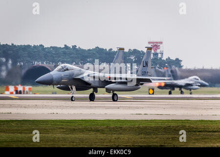 F-15 Eagles from the US Air Force at RAF Lakenheath. Stock Photo