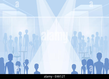businesspeople silhouettes in office with copy space, group of business people crowd Stock Photo