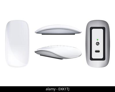 Realistic Computer Mouse, 4 side isolated on white Stock Vector