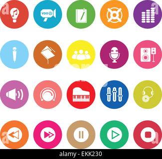 Music flat icons on white background, stock vector Stock Vector