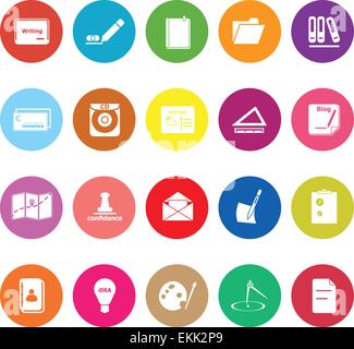 Writing related flat icons on white background, stock vector Stock Vector