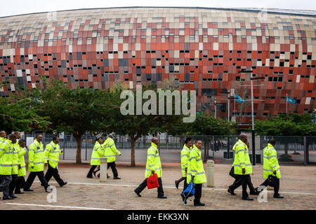 Johannesburg South Africa,Nasrec,FNB Soccer City Stadium,The Calabash,Black man men male,woman female women,security guards,employee worker workers wo Stock Photo