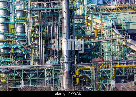 Steel location Duisburg Hamborn, Schwelgern ThyssenKrupp Steel, coking plant, chemical plant, pipes, tubes, Stock Photo