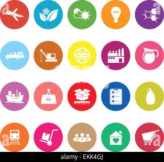 Supply chain and logistic flat icons on white background, stock vector Stock Vector