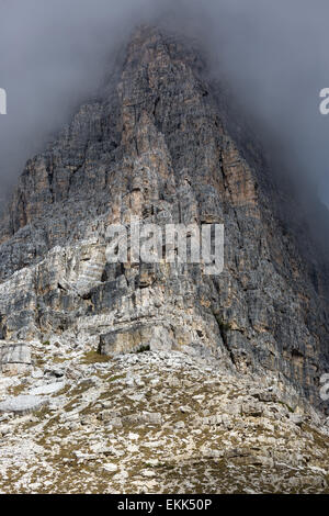 Rock face in Tre Cime National Park, Dolomites, Italy Stock Photo