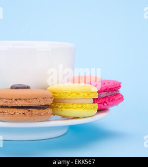 Colorful french macaroons, close-up. Stock Photo