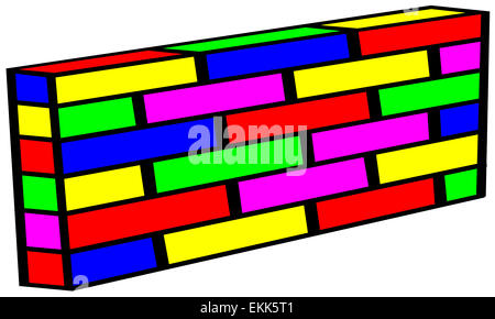 Multi colored brick wall Stock Photo