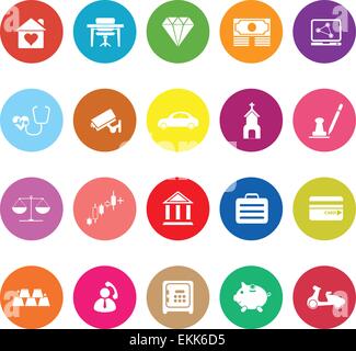 Insurance related flat icons on white background, stock vector Stock Vector
