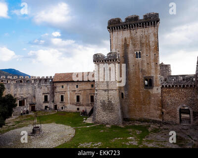 Courtyard Caetani castle in the medieval town of Sermoneta - Latina, Italy Stock Photo