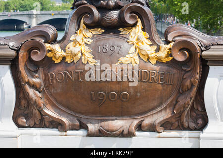 pont alexandre iii bridge sign Stock Photo - Alamy