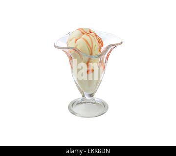 Ice cream in a glass ramekin on an isolated background Stock Photo