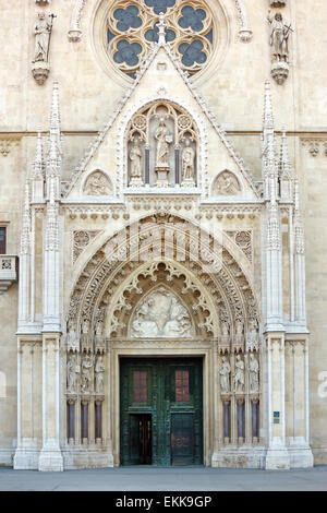 Main entrance to the Cathedral of Assumption of the Blessed Virgin Mary in Zagreb, Croatia Stock Photo