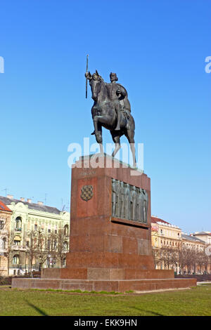 Monument of king Tomislav, first King of the Croatian Kingdom in the Middle Ages, King Tomislav square, Zagreb Stock Photo