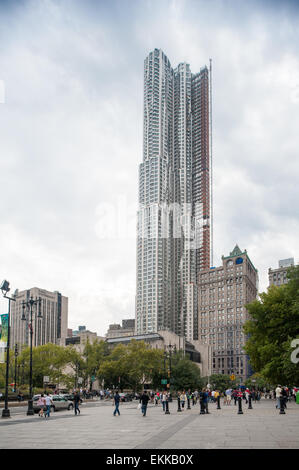 USA, New York City, 8 Spruce street designed by Frank Gehry Stock Photo