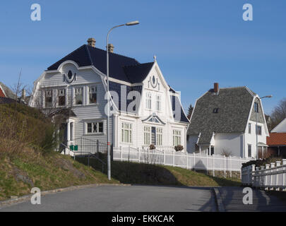 Large old wooden paneled villa in a residential area of Stavanger Norway Stock Photo