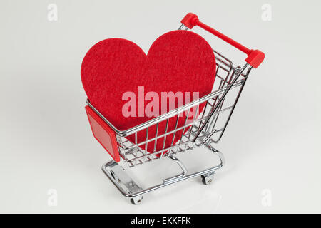 red heart shape in a shopping cart Stock Photo