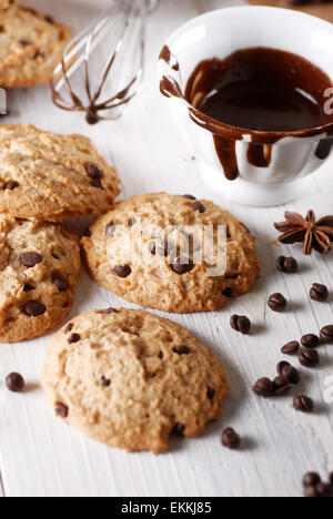 chocolate cookies with ingredients around Stock Photo