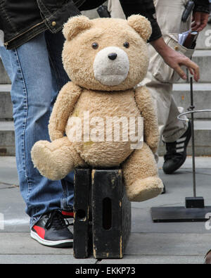 Mark Wahlberg and Amanda Seyfried on the set of 'Ted 2' in New York City  Featuring: Ted 2 Where: New York, New York, United States When: 07 Oct 2014 Stock Photo