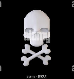 The Three-dimensional Pirate Skull and Crossbones Sign (Isolated on Black Background) Stock Photo