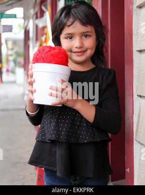 Child with shave ice in Lahaina, Maui Stock Photo