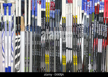 Raleigh, North Carolina, USA. 21st Mar, 2015. New York Rangers hockey sticks during the NHL game between the New York Rangers and the Carolina Hurricanes at the PNC Arena. The Rangers defeated the Carolina Hurricanes 3-2 in Overtime. © Andy Martin Jr./ZUMA Wire/Alamy Live News Stock Photo