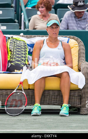 Charleston, SC, USA. 11th Apr, 2015. [7] Madison Keys (USA) Vs [Q] Lucie Hradecka (CZE) play their semifinal match during the Family Circle Cup at the Family Circle Tennis Center in Charleston, SC.Madison Keys defeats Lucie Hradecka 6-1, 6-4 Credit:  csm/Alamy Live News