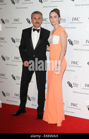 IWC Schaffhausen Gala Dinner for 57th BFI London Film Festival at Battersea Evolution, London  Featuring: Christoph Waltz,Emily Blunt Where: London, United Kingdom When: 07 Oct 2014 Stock Photo