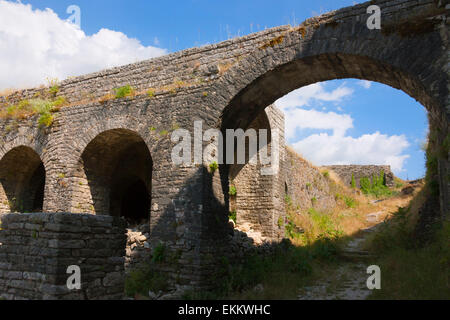 Old citadel and castle of Gjirokaster in the mountain, UNESCO World Heritage site, Albania Stock Photo