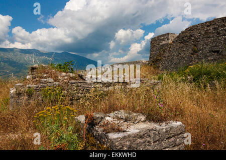 Old citadel and castle of Gjirokaster in the mountain, UNESCO World Heritage site, Albania Stock Photo