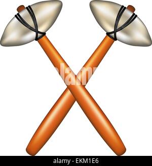 Crossed hammers of prehistoric man Stock Vector