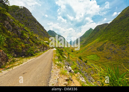 Mountain road in beautiful valley. Ha giang. Vietnam Stock Photo