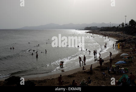 Lanzarote Puerto Del Carmen beach Stock Photo