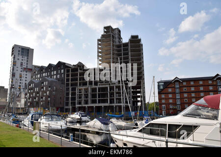 Buildings under construction Ipswich Marina 3493 Stock Photo