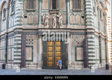 Florence Baptistry, view of the east doors of the Baptistery in Florence designed by Lorenzo Ghiberti, Tuscany, Italy Stock Photo