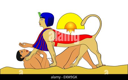 Sphinx and failure guesser - illustrations of the mythical creatures of ancient Egypt Stock Vector