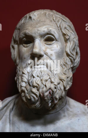 Sophocles (497/6 BC-406/5 BC). One of three ancient Greek tragedians. Bust. Roman copy after a Greek original. Vatican Museums. Stock Photo