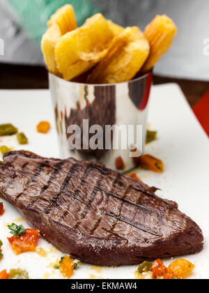 Steak and chips Stock Photo