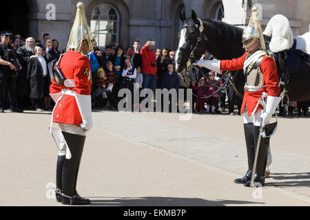 Changing the guards at Horseguards Parade the dismount Stock Photo