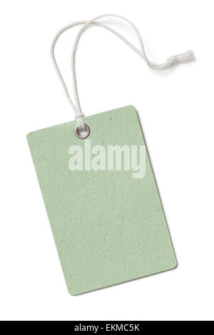 Blank green cardboard price tag or label isolated Stock Photo