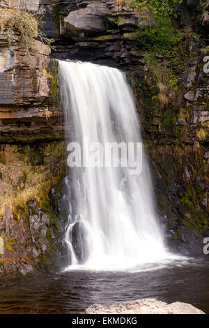 Motion blur image of Thornton Force waterfall on the river Twiss, Ingleton Waterfalls Trail, Yorkshire Dales national Park, UK Stock Photo