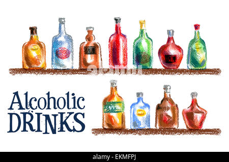 collection of bottles vector logo design template. drink or alcohol icon. Stock Photo