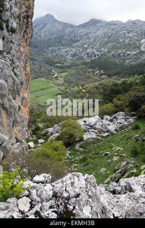 Scenic landscape, limestone mountains,  Sierra los Camarolos, Andalusia, Southern Spain. Stock Photo