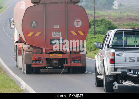 Transportation of palm oil in Borneo, Malaysia Stock Photo