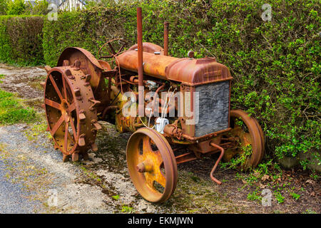 antique old rusted fordson agricultural tractor Stock Photo