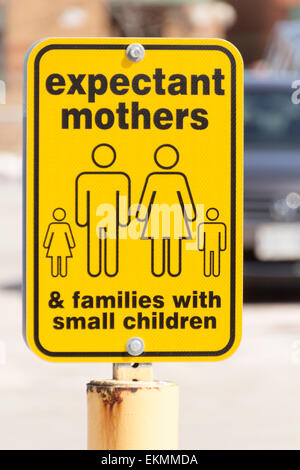 Parking sign for expectant mothers and families with small children Stock Photo