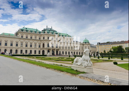 The Belvedere Palace with its vast landscape garden, Sphinx and water fountain, Vienna, Austria. Stock Photo