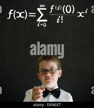 Education needs you thinking boy business man with maths equation Stock Photo
